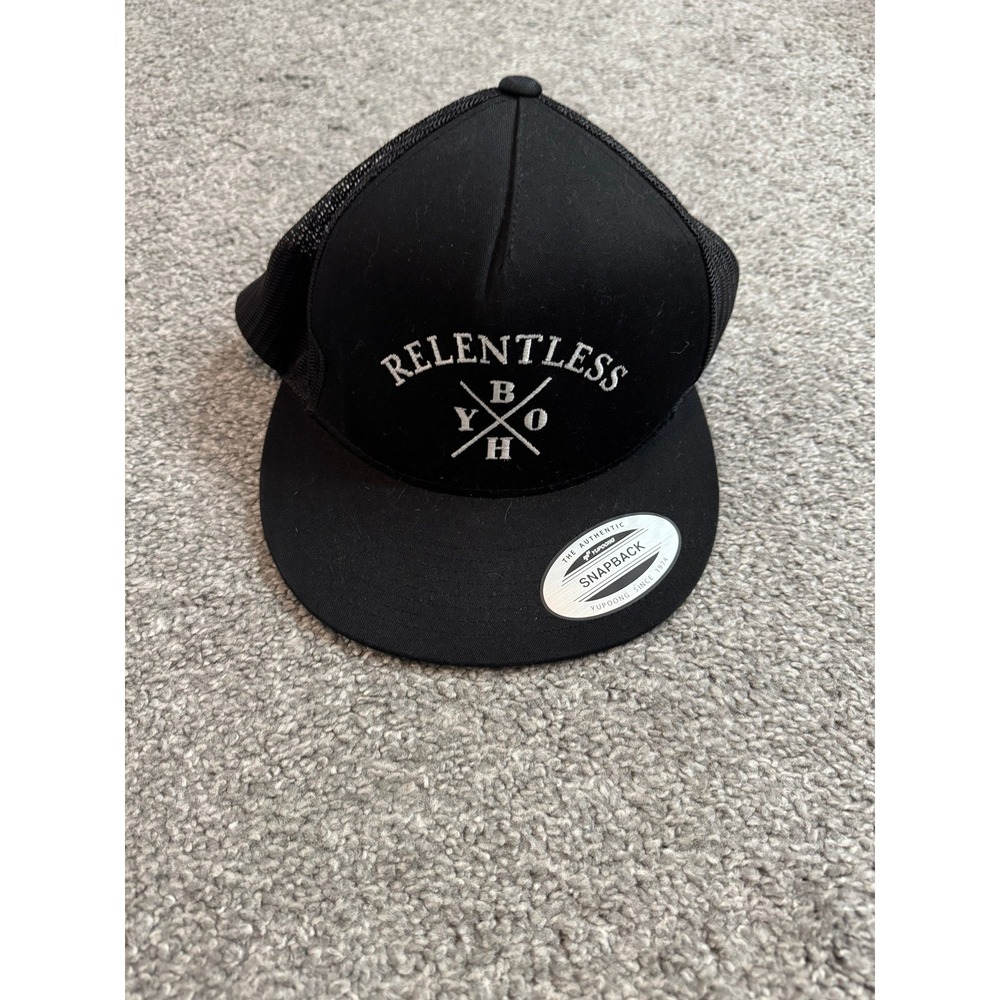 Yupoong The Classics Relentless BYOH Trucker Hat Black Snapback Cap Mens